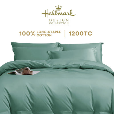 Hallmark Simplicity Long-Staple Cotton Bed Linen - Jade Green Color