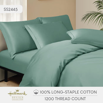 Hallmark Simplicity Premium Cotton 1200TC Plain Bed Linen - Green
