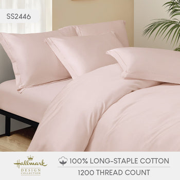 Hallmark Simplicity Premium Cotton 1200TC Plain Bed Linen -  Pink