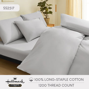 Hallmark 5-Star Hotel Long-Staple 1200TC Plain Bed Linen - Grey