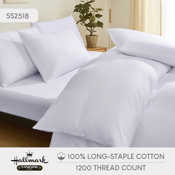 Hallmark 5-Star Hotel Long-Staple 1200TC Plain Bed Linen - White