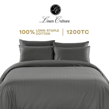 Linen Culture Premium Long-Staple Cotton Bed Linen - Dobby Dark Grey Color
