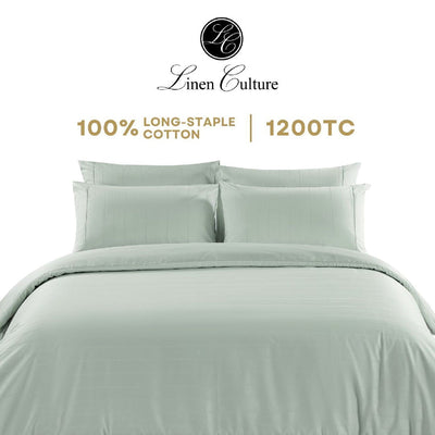 Linen Culture Premium Long-Staple Cotton Bed Linen - Dobby Misty Green Color
