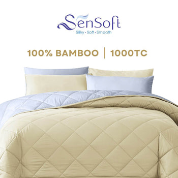 Sensoft Bamboo Duvet Comforter Set - Silver + Yellow