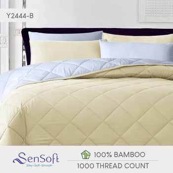 Sensoft Bamboo Duvet Comforter Set - Silver + Yellow