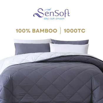 Sensoft Bamboo Duvet Comforter Set - Charcoal