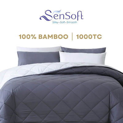 Sensoft Bamboo Duvet Comforter Set - Charcoal