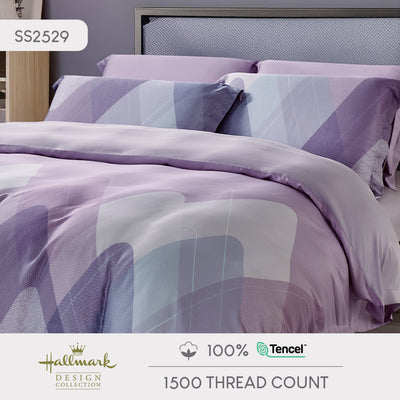 Hallmark Morbida Pure Tencel 1500TC Print Bed Linen -  Geometric Purple