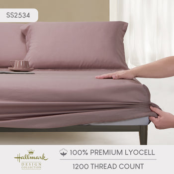 Hallmark Classix Smooth Lyocell 1200TC Plain Fitted Sheet Set - Lavender