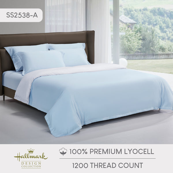 Hallmark Classix Lyocell 1200TC Plain Bed Linen - Cloud Blue