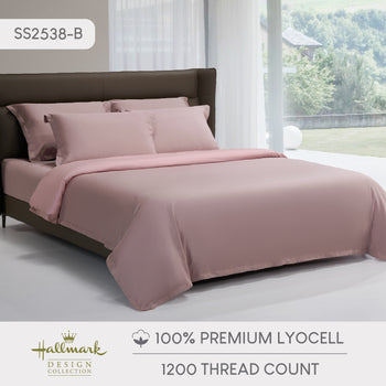 Hallmark Classix Lyocell 1200TC Plain Full Set Bed Linen - Foggy Lavender