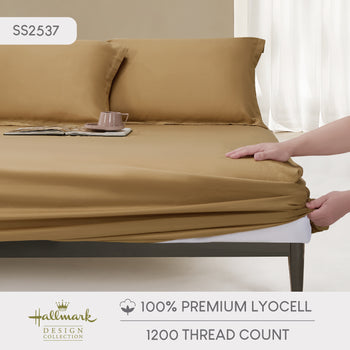 Hallmark Classix Smooth Lyocell 1200TC Plain Fitted Sheet Set - Autumn
