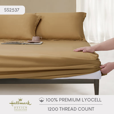 Hallmark Classix Smooth Lyocell 1200TC Plain Fitted Sheet Set - Autumn