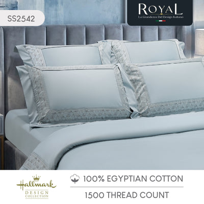 Hallmark Royal Egyptian Cotton 1500TC Laced Bed Linen - Blue