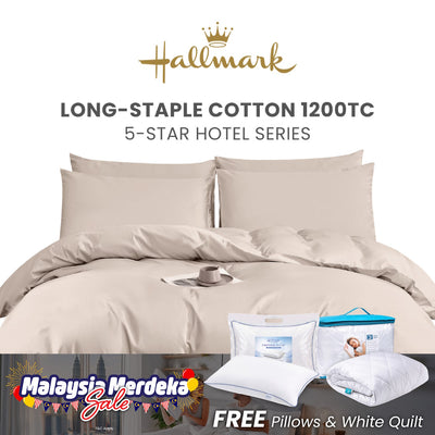 Hallmark 5-Star Hotel Long-Staple 1200TC Plain Bed Linen - Dusty Pink