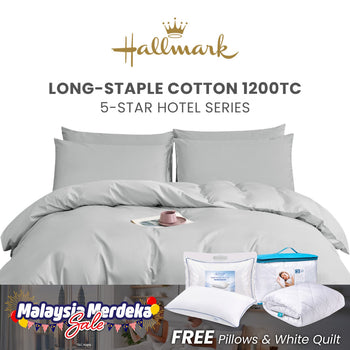 Hallmark 5-Star Hotel Long-Staple 1200TC Plain Bed Linen - Grey