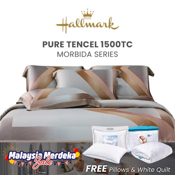 Hallmark Morbida Pure Tencel 1500TC Print Bed Linen - Chevron Grey