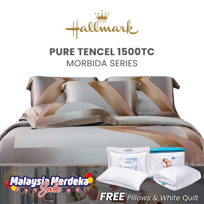 Hallmark Morbida Pure Tencel 1500TC Print Bed Linen - Chevron Grey
