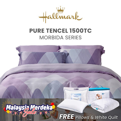 Hallmark Morbida Pure Tencel 1500TC Print Bed Linen -  Geometric Purple