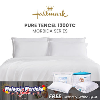 Hallmark Morbida Pure Tencel 1200TC Plain Bed Linen -  White
