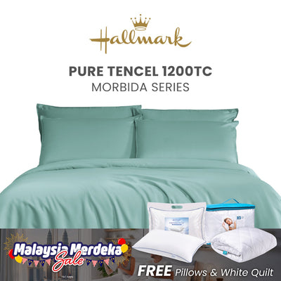Hallmark Morbida Pure Tencel 1200TC Plain Bed Linen - Turkish Blue