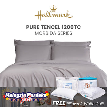 Hallmark Morbida Pure Tencel 1200TC Plain Bed Linen - Purple Grey