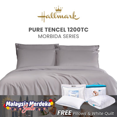 Hallmark Morbida Pure Tencel 1200TC Plain Bed Linen - Purple Grey