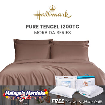 Hallmark Morbida Pure Tencel 1200TC Plain Bed Linen - Reddish-Brown