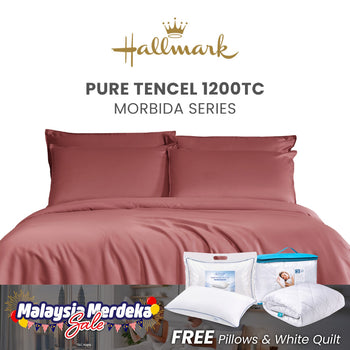 Hallmark Morbida Pure Tencel 1200TC Plain Bed Linen - Water Red