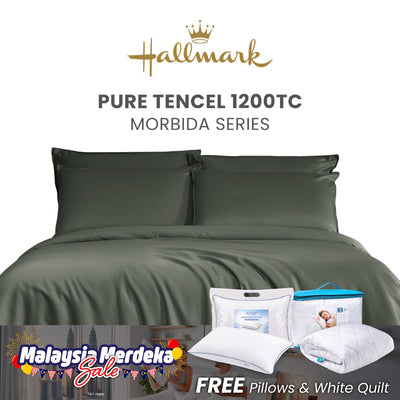 Hallmark Morbida Pure Tencel 1200TC Plain Bed Linen - Dark Grey