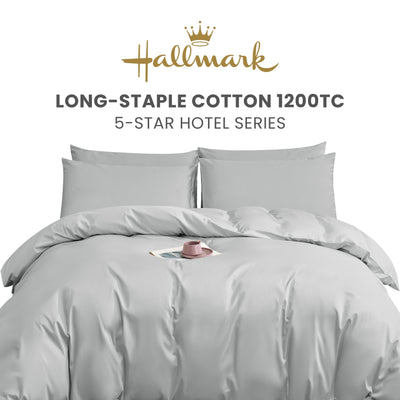 Hallmark 5-Star Hotel Long-Staple 1200TC Plain Bed Linen - Grey