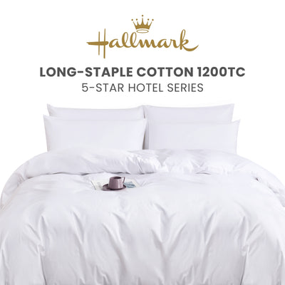 Hallmark 5-Star Hotel Long-Staple 1200TC Plain Bed Linen - White