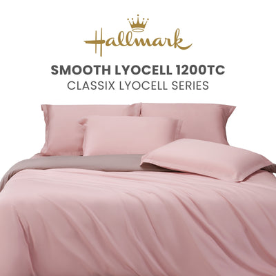 Hallmark Smooth Lyocell 1200TC Plain Bed Linen - Soft Mist Pink