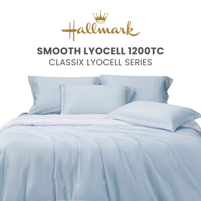 Hallmark Smooth Lyocell 1200TC Plain Bed Linen - Cloud Blue