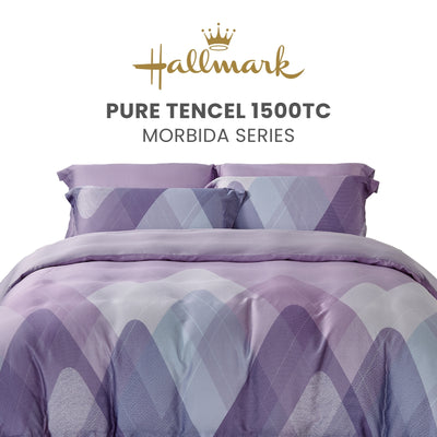 Hallmark Morbida Pure Tencel 1500TC Print Bed Linen -  Geometric Purple