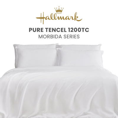 Hallmark Morbida Pure Tencel 1200TC Plain Bed Linen -  White