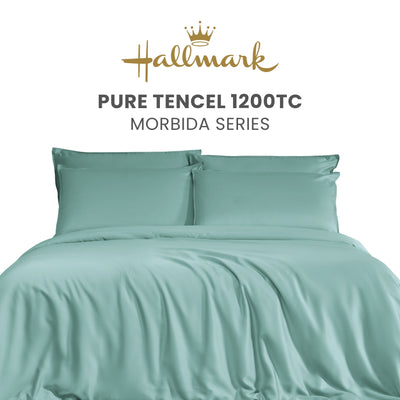 Hallmark Morbida Pure Tencel 1200TC Plain Bed Linen - Turkish Blue
