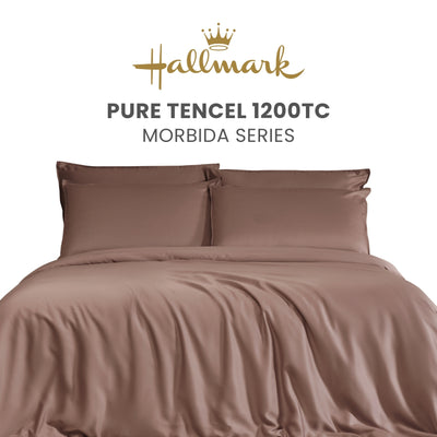 Hallmark Morbida Pure Tencel 1200TC Plain Bed Linen - Reddish-Brown
