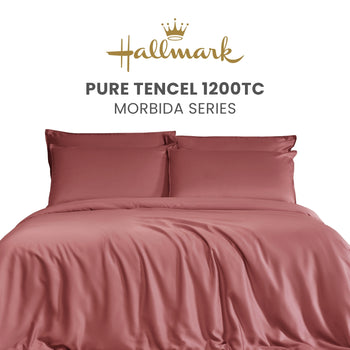 Hallmark Morbida Pure Tencel 1200TC Plain Bed Linen - Water Red