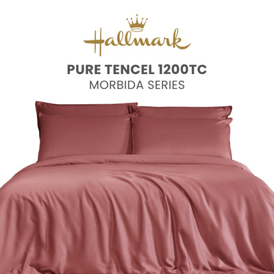 Hallmark Morbida Pure Tencel 1200TC Plain Bed Linen - Water Red