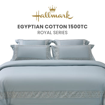 Hallmark Royal Egyptian Cotton 1500TC Laced Bed Linen - Blue