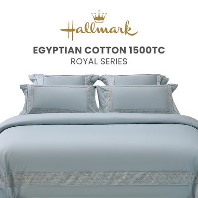 Hallmark Royal Egyptian Cotton 1500TC Laced Bed Linen - Blue