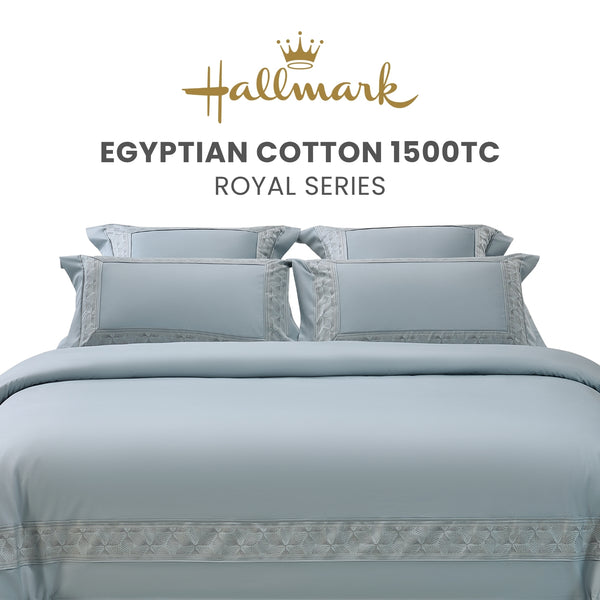 Hallmark Royal Egyptian Cotton 1500TC Laced Bed Linen - Blue