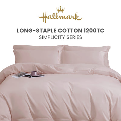 Hallmark Simplicity Premium Cotton 1200TC Plain Bed Linen -  Pink