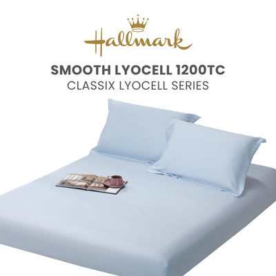 Hallmark Classix Smooth Lyocell 1200TC Plain Fitted Sheet Set - Sky Blue