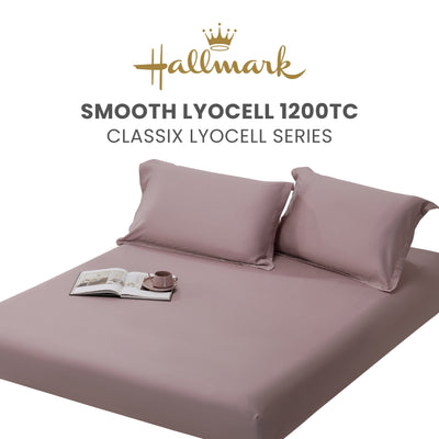 Hallmark Classix Smooth Lyocell 1200TC Plain Fitted Sheet Set - Lavender