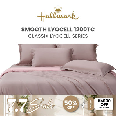 Hallmark Classix Lyocell 1200TC Plain Full Set Bed Linen - Foggy Lavender