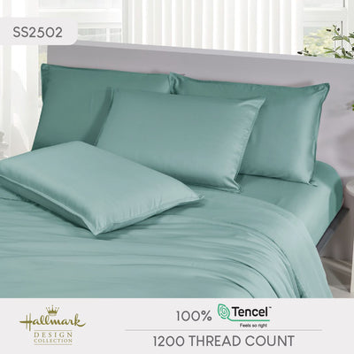 Hallmark Morbida Pure Tencel 1200TC Plain Bed Linen - Turkish Blue