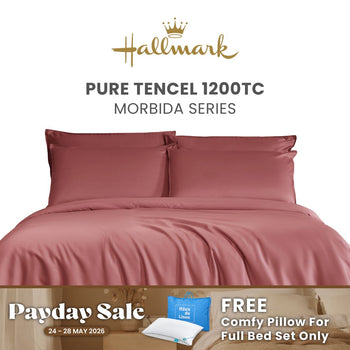 Hallmark Morbida Pure Tencel 1200TC Plain Bed Linen - Water Red