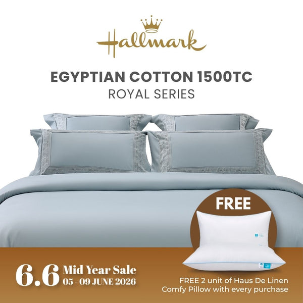 Hallmark Royal Egyptian Cotton 1500TC Laced Bed Linen - Blue